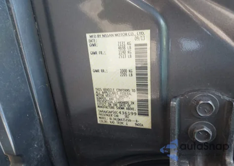 2014 Nissan Maxima 3.5 S z USA, uszkodzony, nr VIN 1N4AA5AP5EC436199